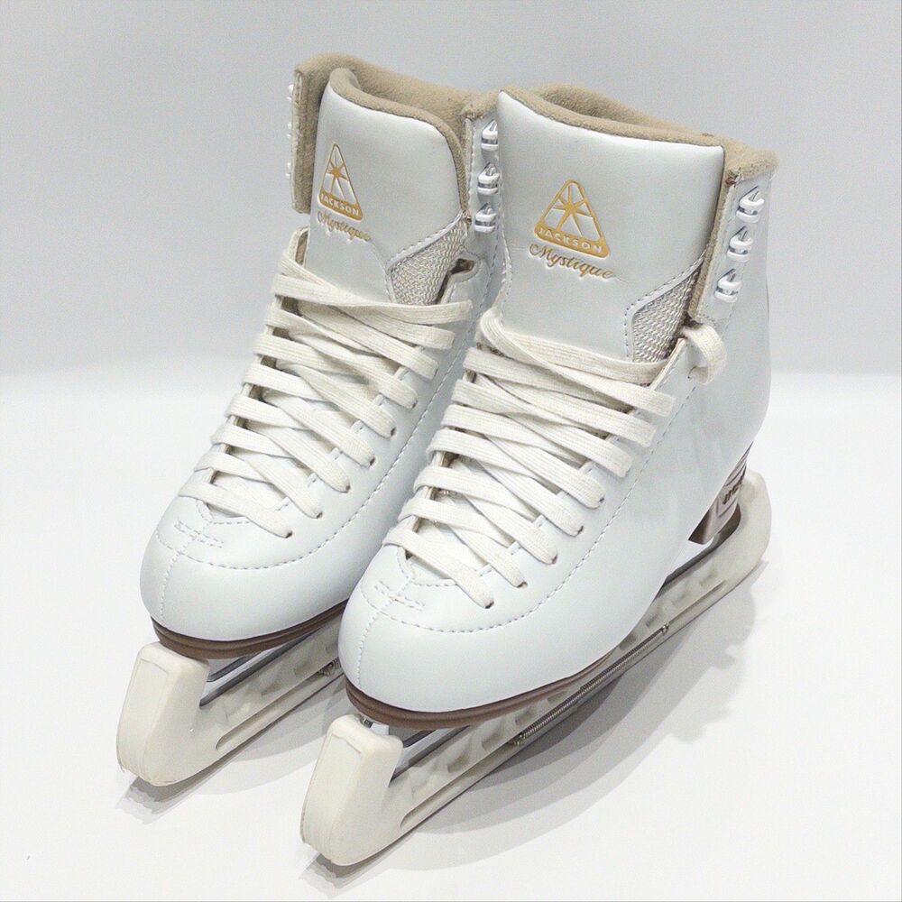 Jackson Ultima Mystique White Leather Ice Skates Mark II Blades Child Size 2C